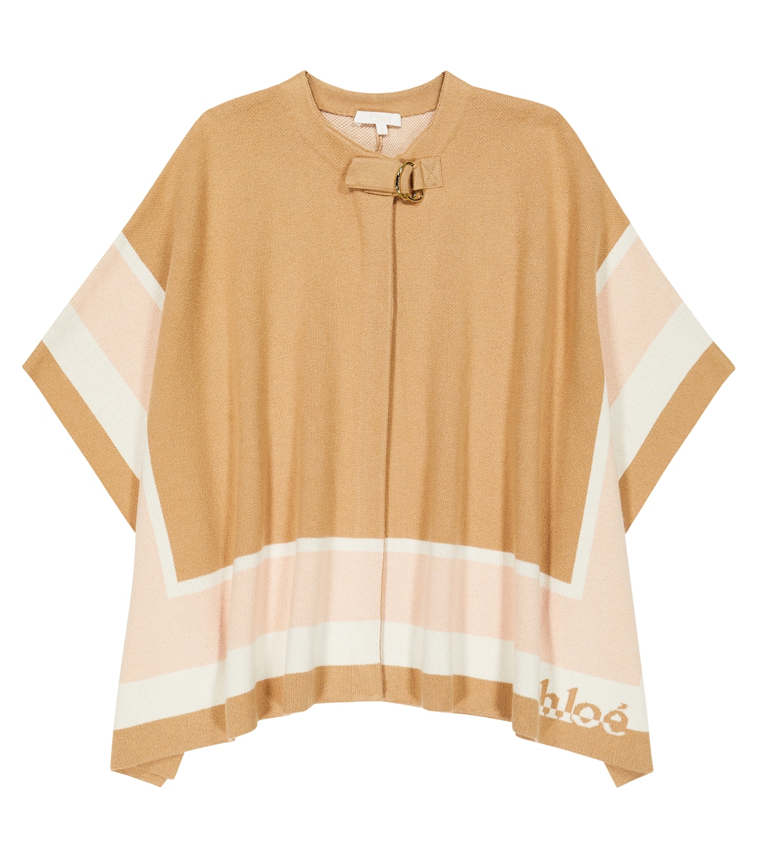 Logo colorblocked cotton and wool cape | Chloé Kids