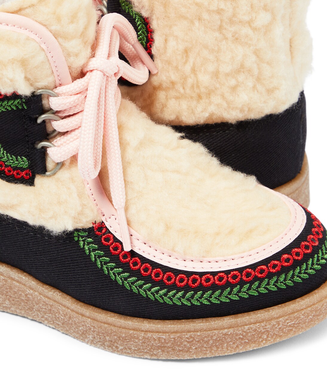 Embroidered teddy-trimmed ankle boots | Stella McCartney Kids