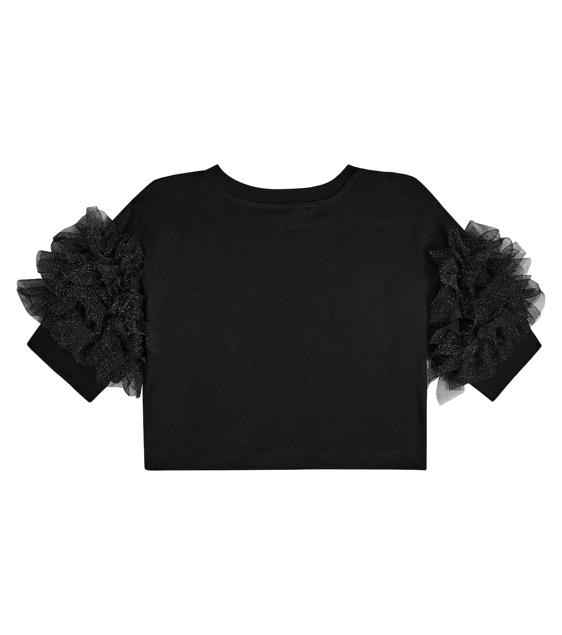 Tulle-trimmed cotton jersey T-shirt | Monnalisa