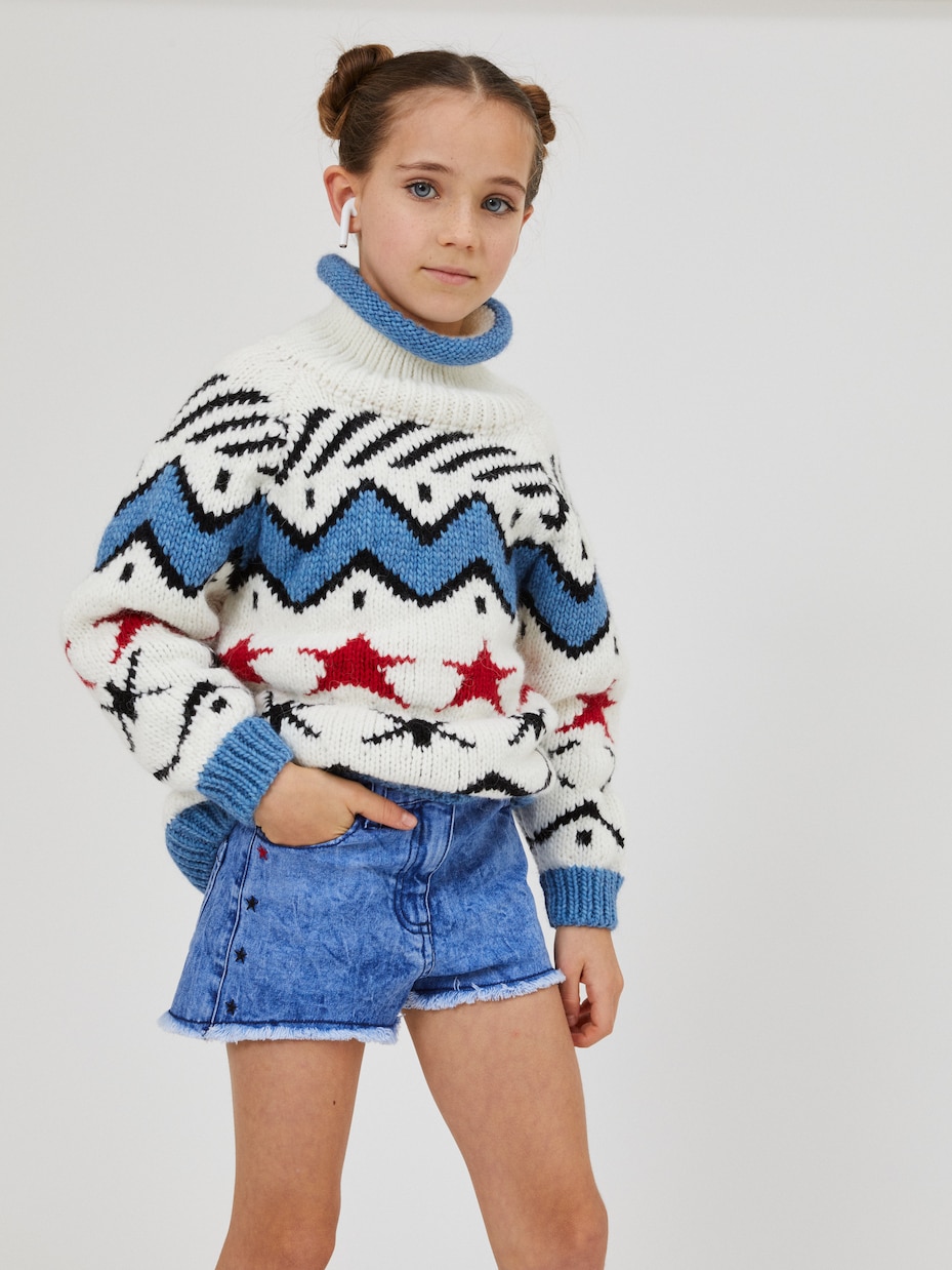 Embroidered denim shorts | Monnalisa