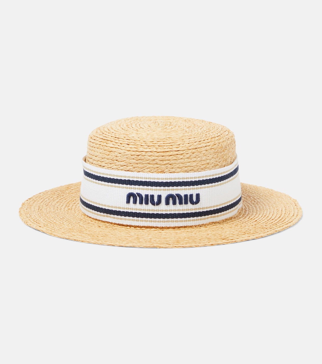 Logo raffia boater hat | Miu Miu