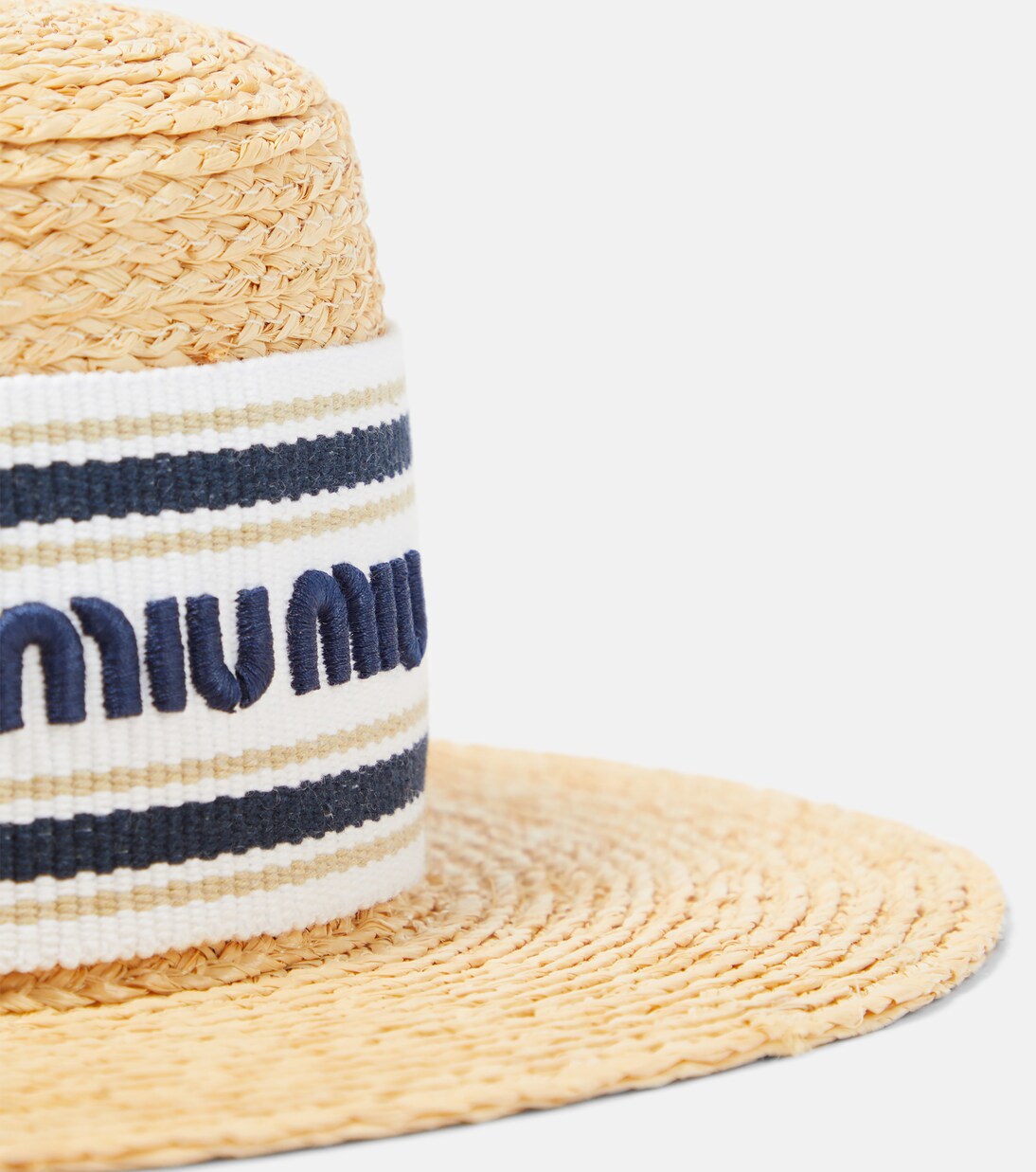 Logo raffia boater hat | Miu Miu