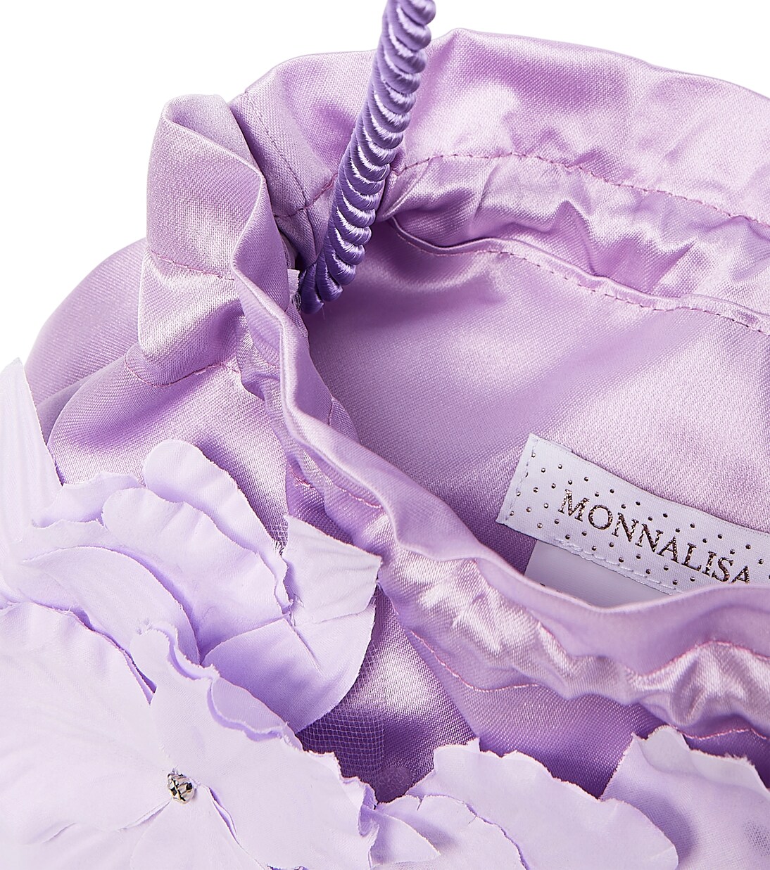 Floral-appliqué satin clutch | Monnalisa