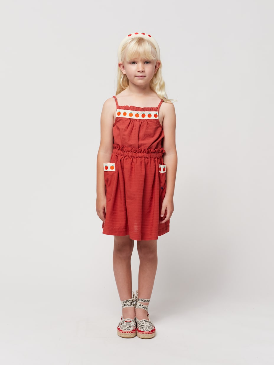 Tomato gathered cotton crop top | Bobo Choses