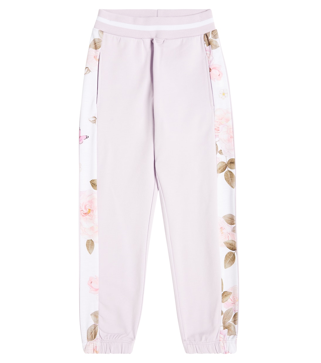 Floral cotton-blend jersey sweatpants | Monnalisa