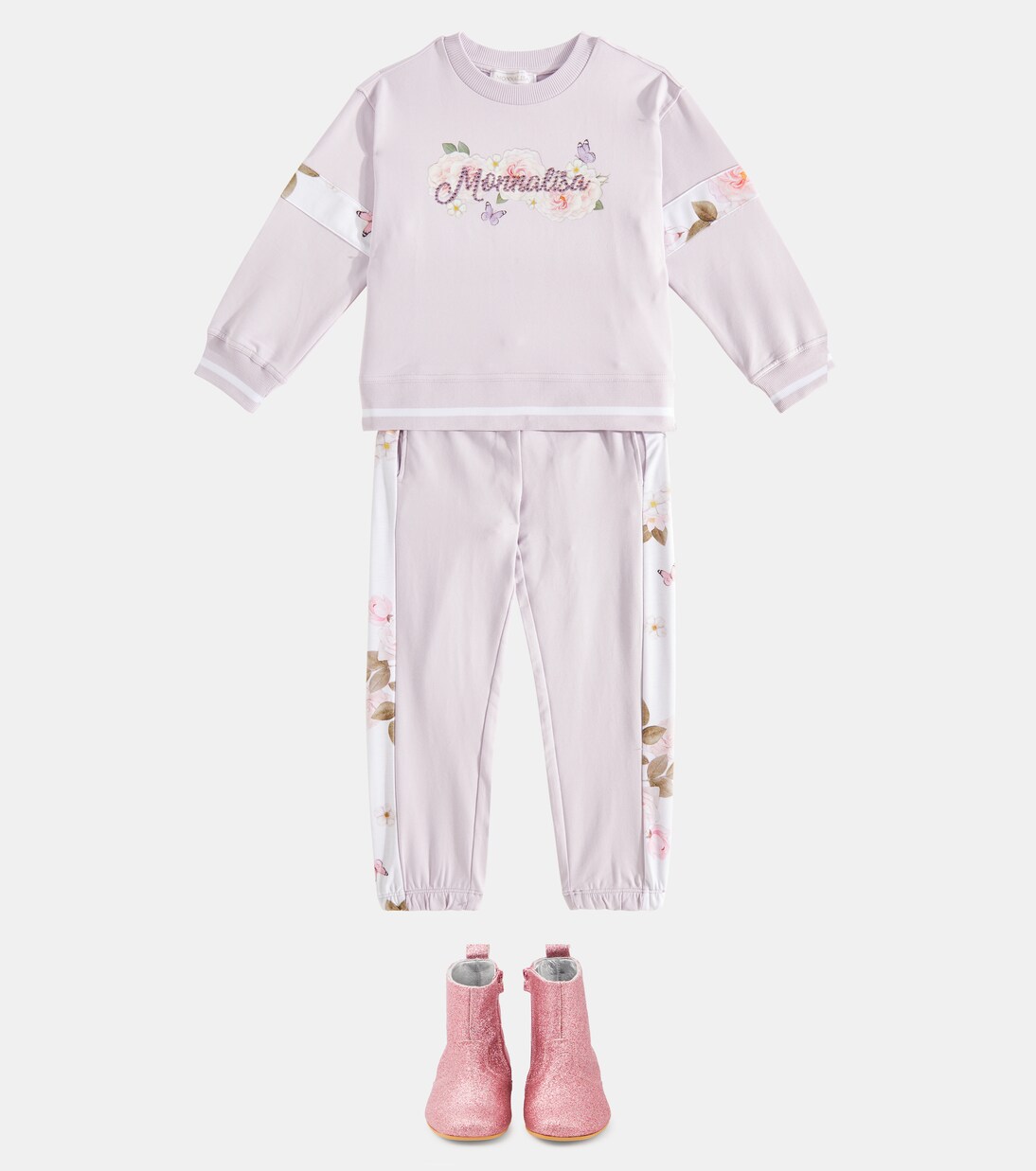 Floral cotton-blend jersey sweatpants | Monnalisa