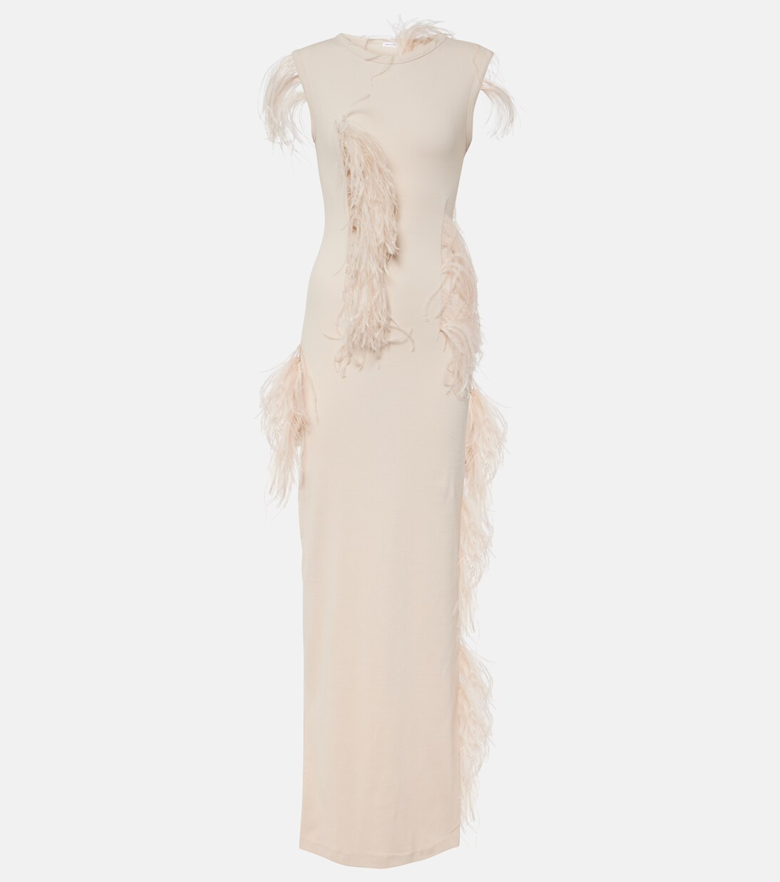 Essica feather-trimmed cotton-blend maxi dress | Acne Studios