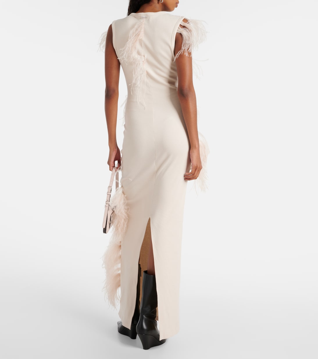 Essica feather-trimmed cotton-blend maxi dress | Acne Studios