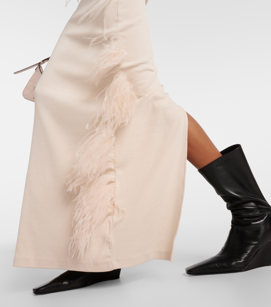 Essica feather-trimmed cotton-blend maxi dress | Acne Studios