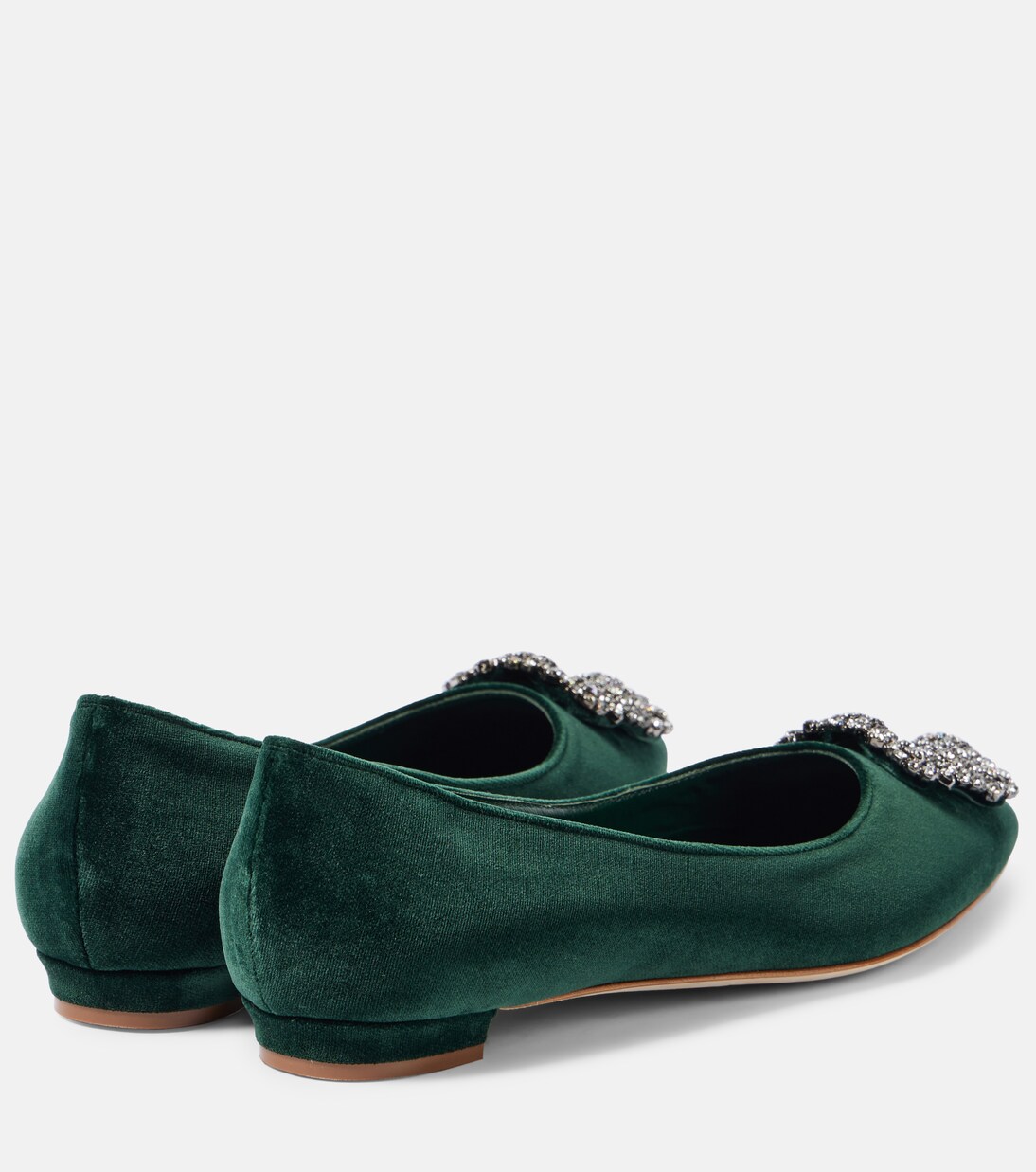 Ballerinas Hangisi aus Samt mit Kristallen | Manolo Blahnik