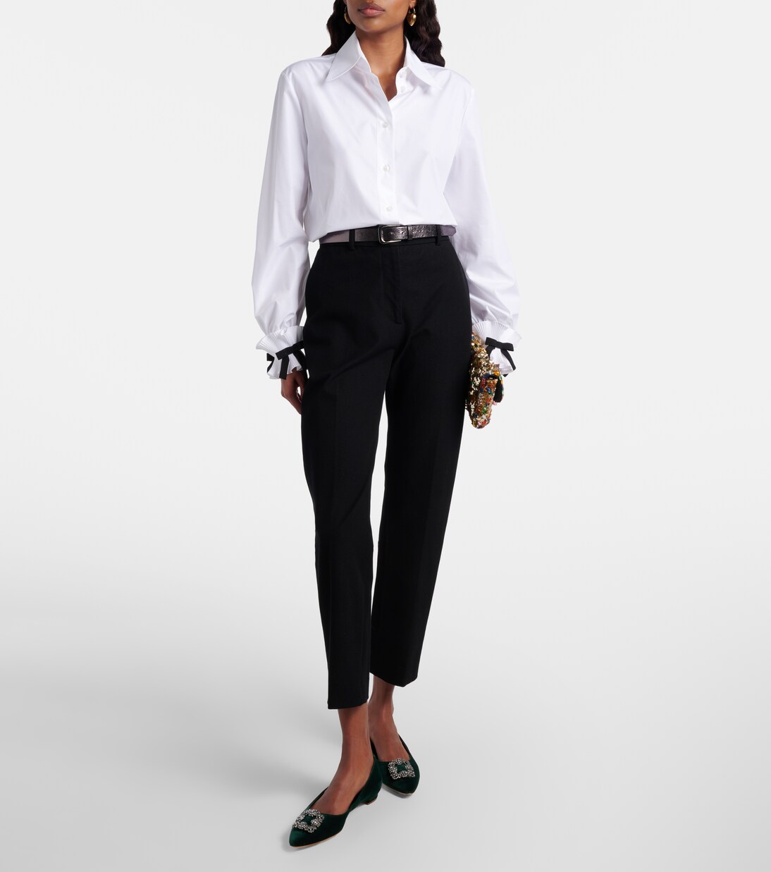 Ballerinas Hangisi aus Samt mit Kristallen | Manolo Blahnik