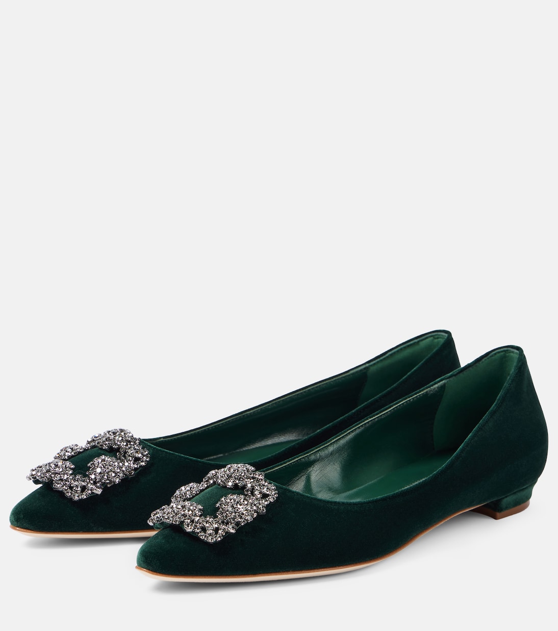 Ballerinas Hangisi aus Samt mit Kristallen | Manolo Blahnik