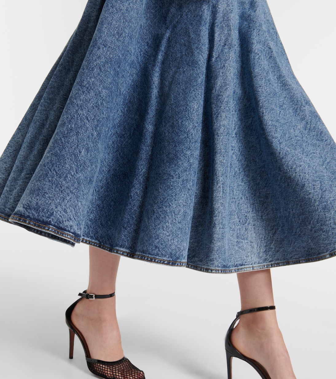 Denim and cotton jersey midi skirt | Alaïa