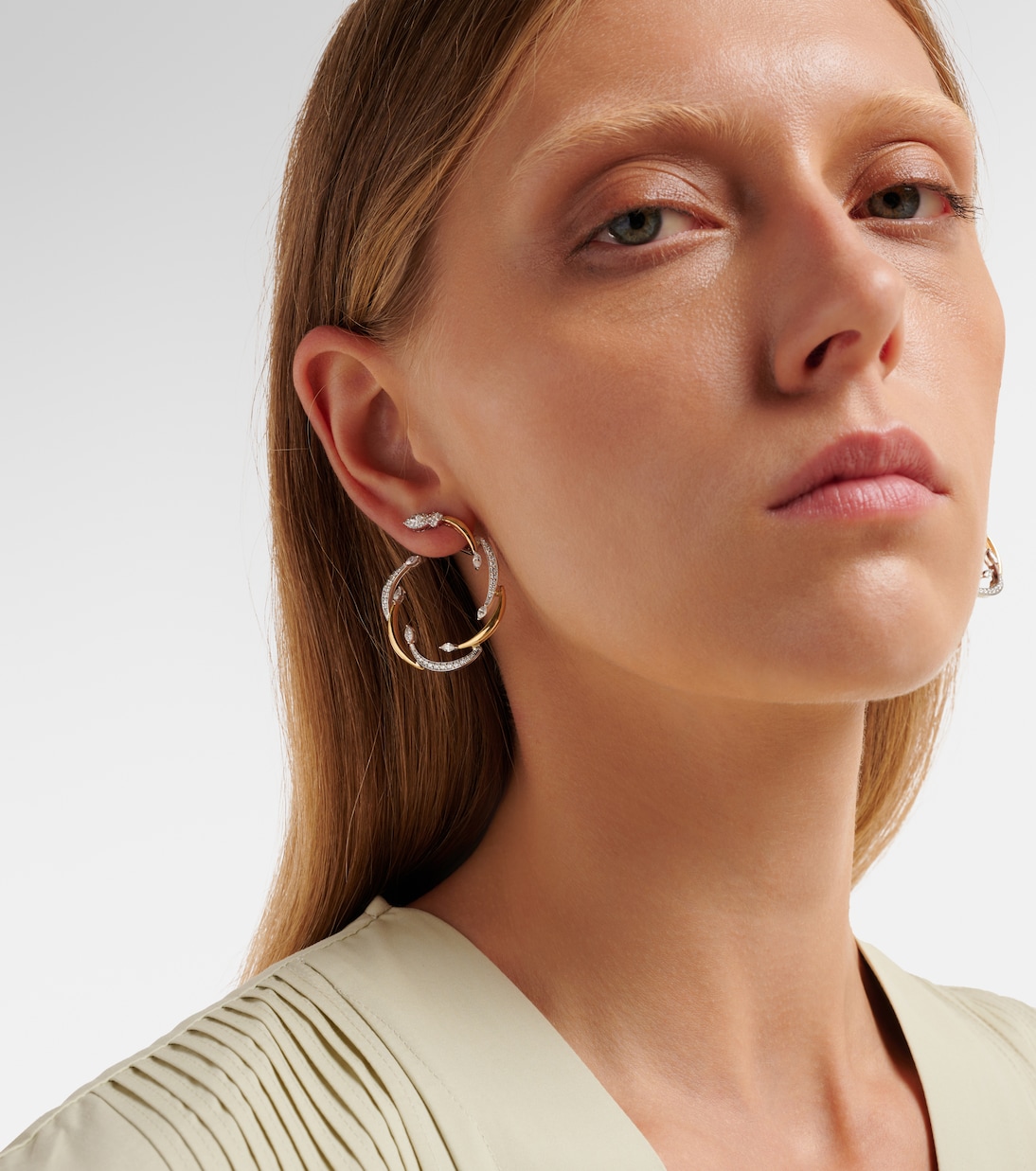 Ohrringe Golden Strada aus 18kt Gelb- und Weißgold (750/1000) mit Diamanten | Yeprem