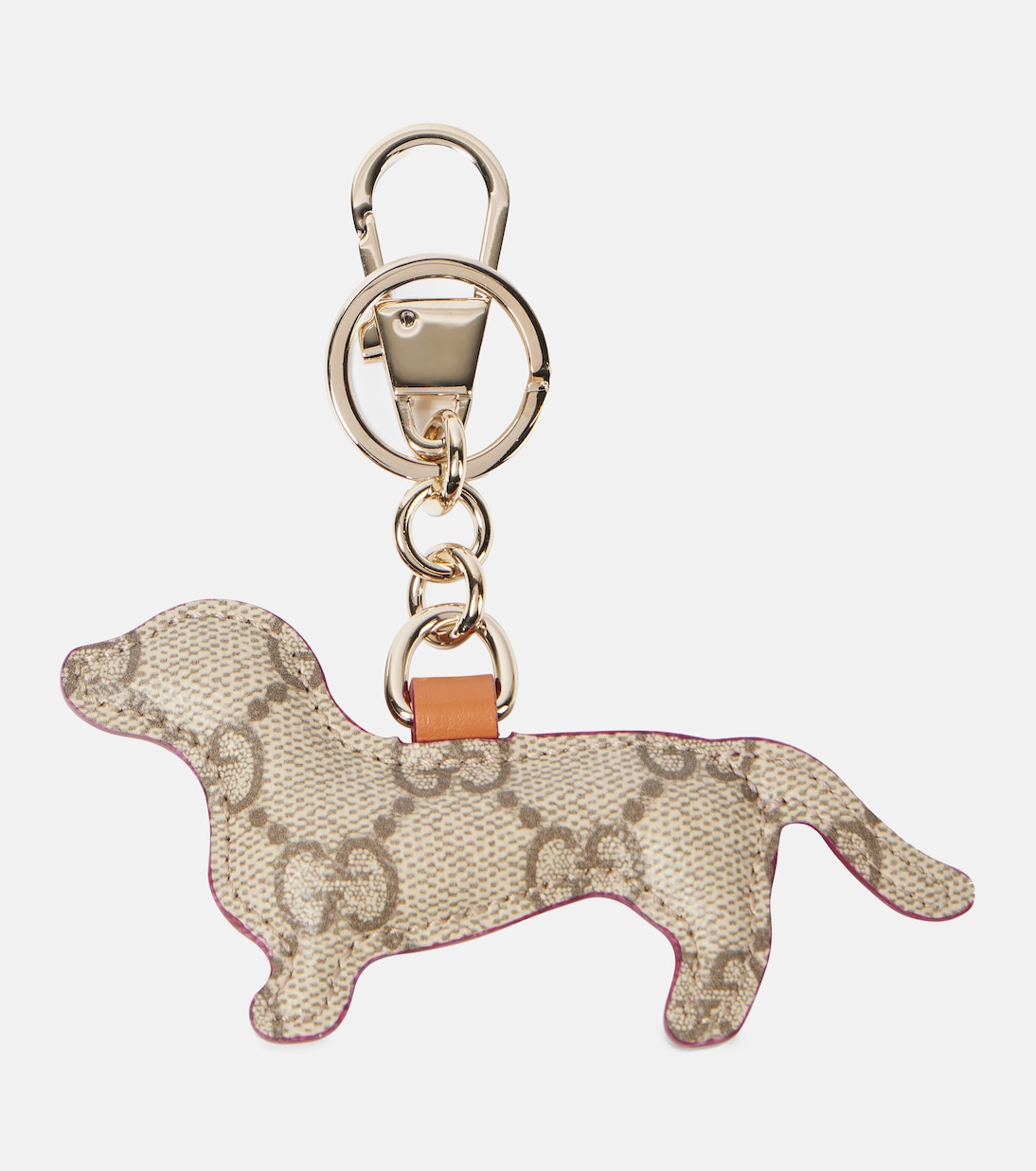 GG Canvas leather-trimmed keychain | Gucci