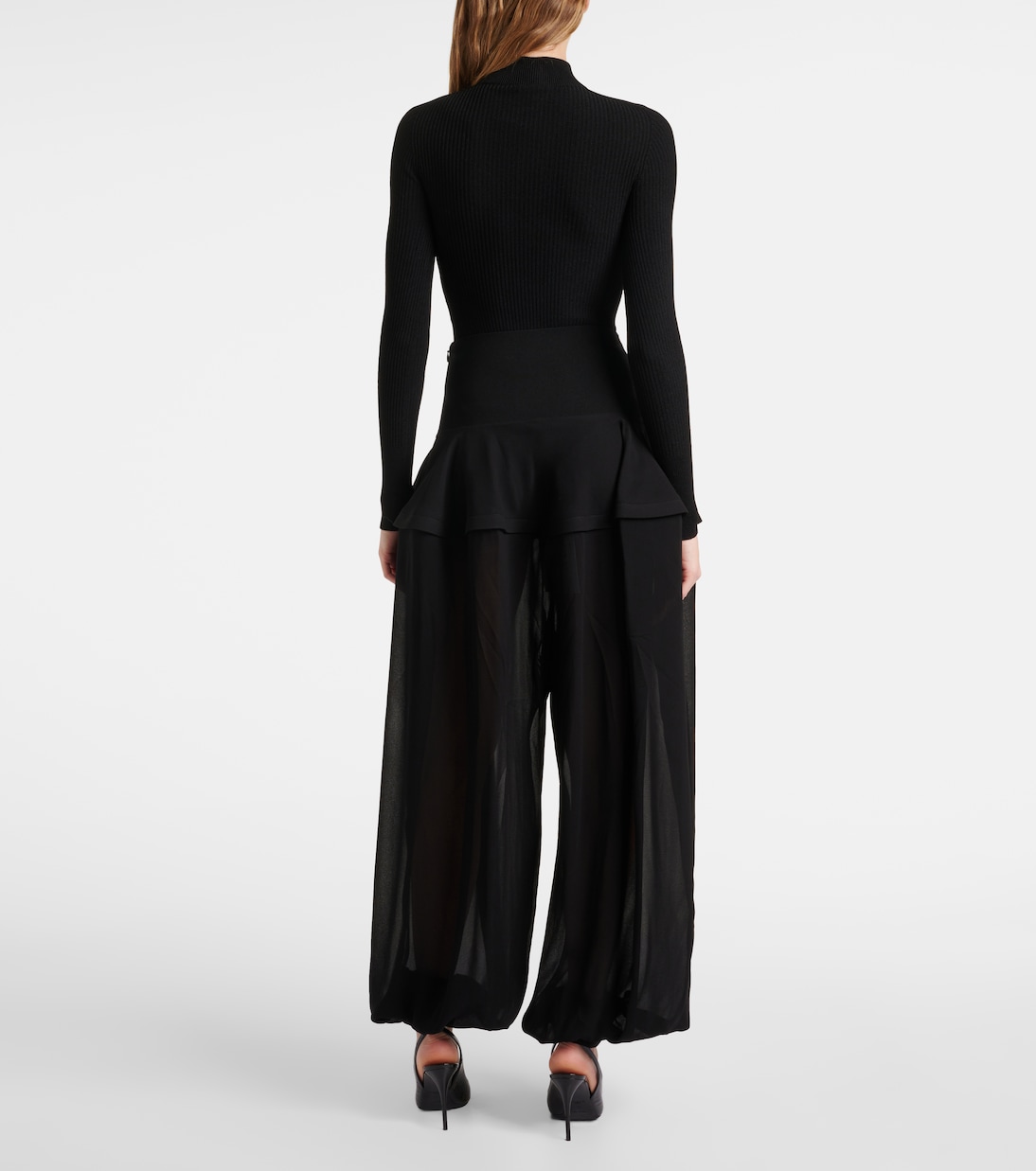 Pantaloni a gamba larga in georgette | Alaïa