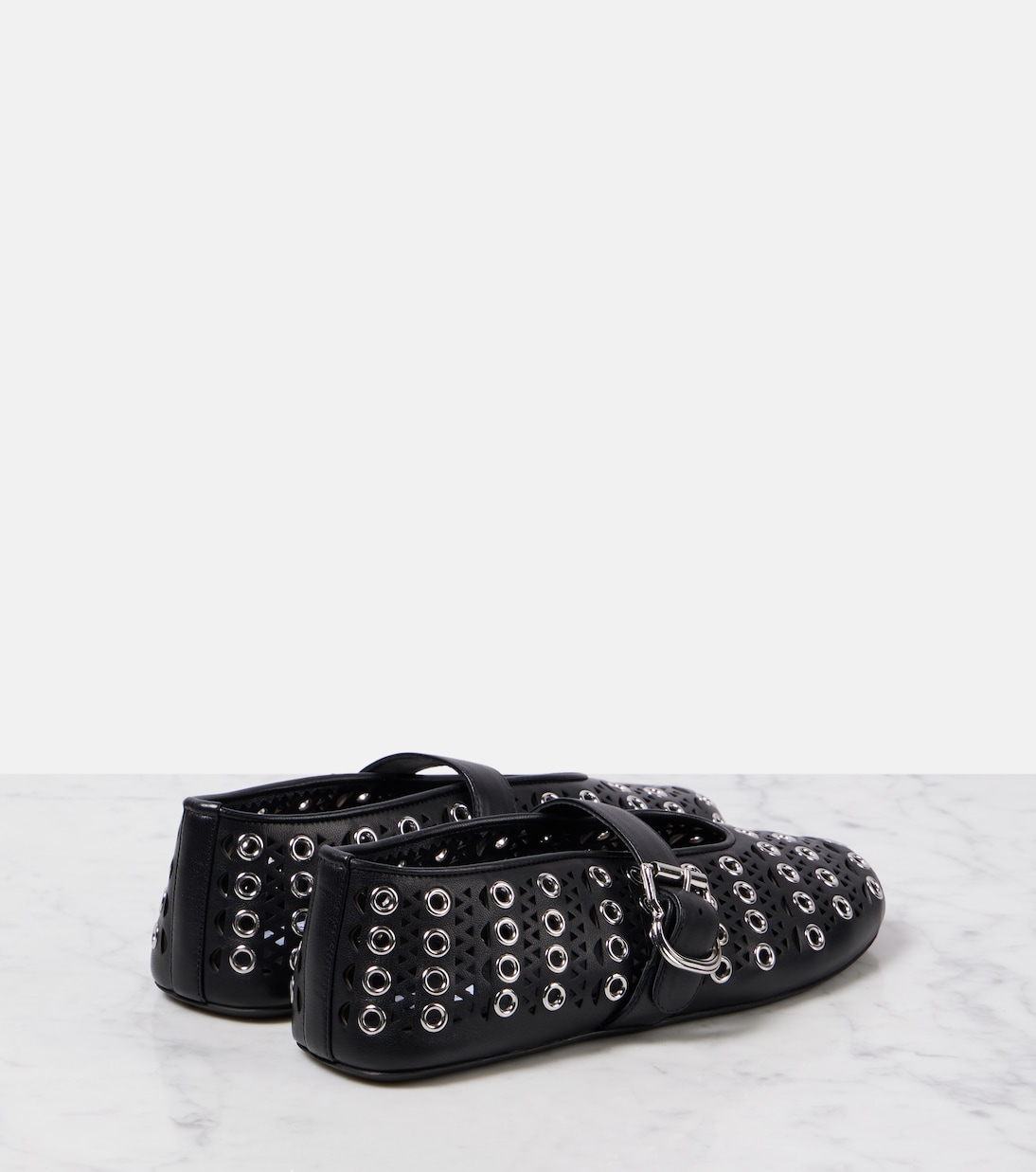 Vienne embellished leather ballet flats | Alaïa