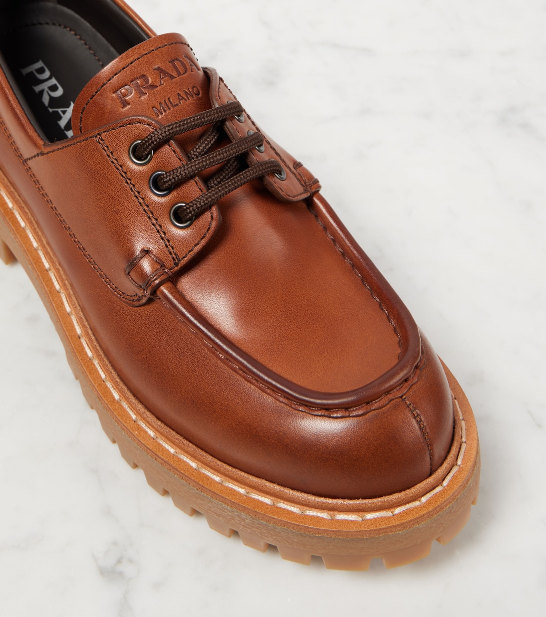 Leather Derby shoes | Prada