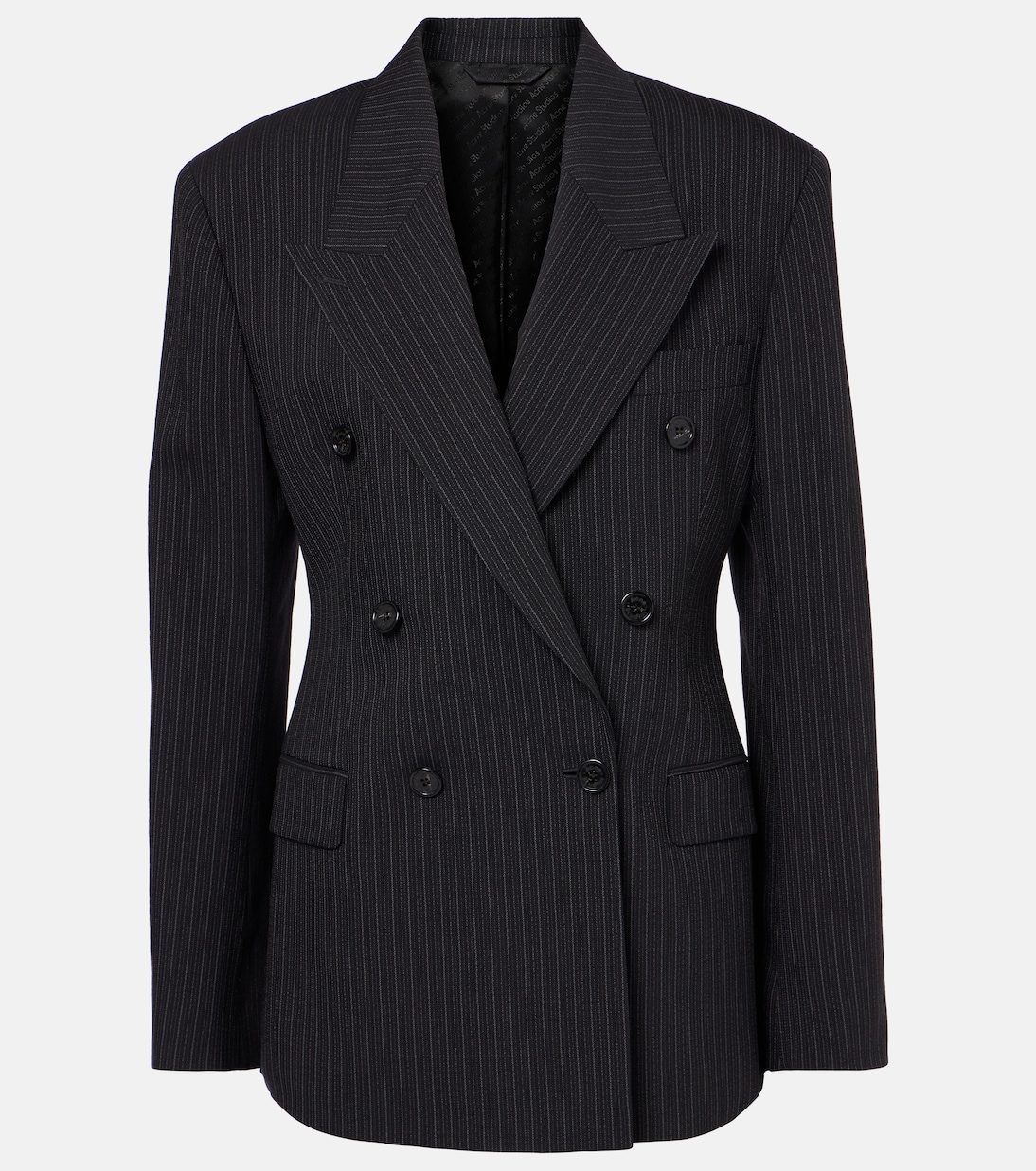 Blazer cruzado de mezcla de lana a rayas | Acne Studios