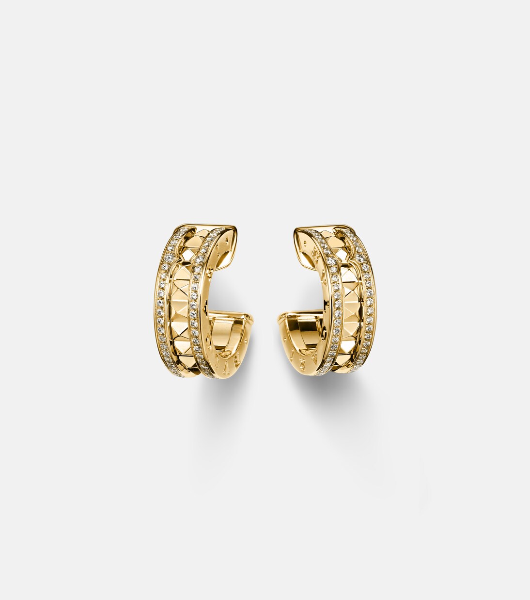 B.zero1 18kt gold hoop earrings with diamonds  | Bvlgari