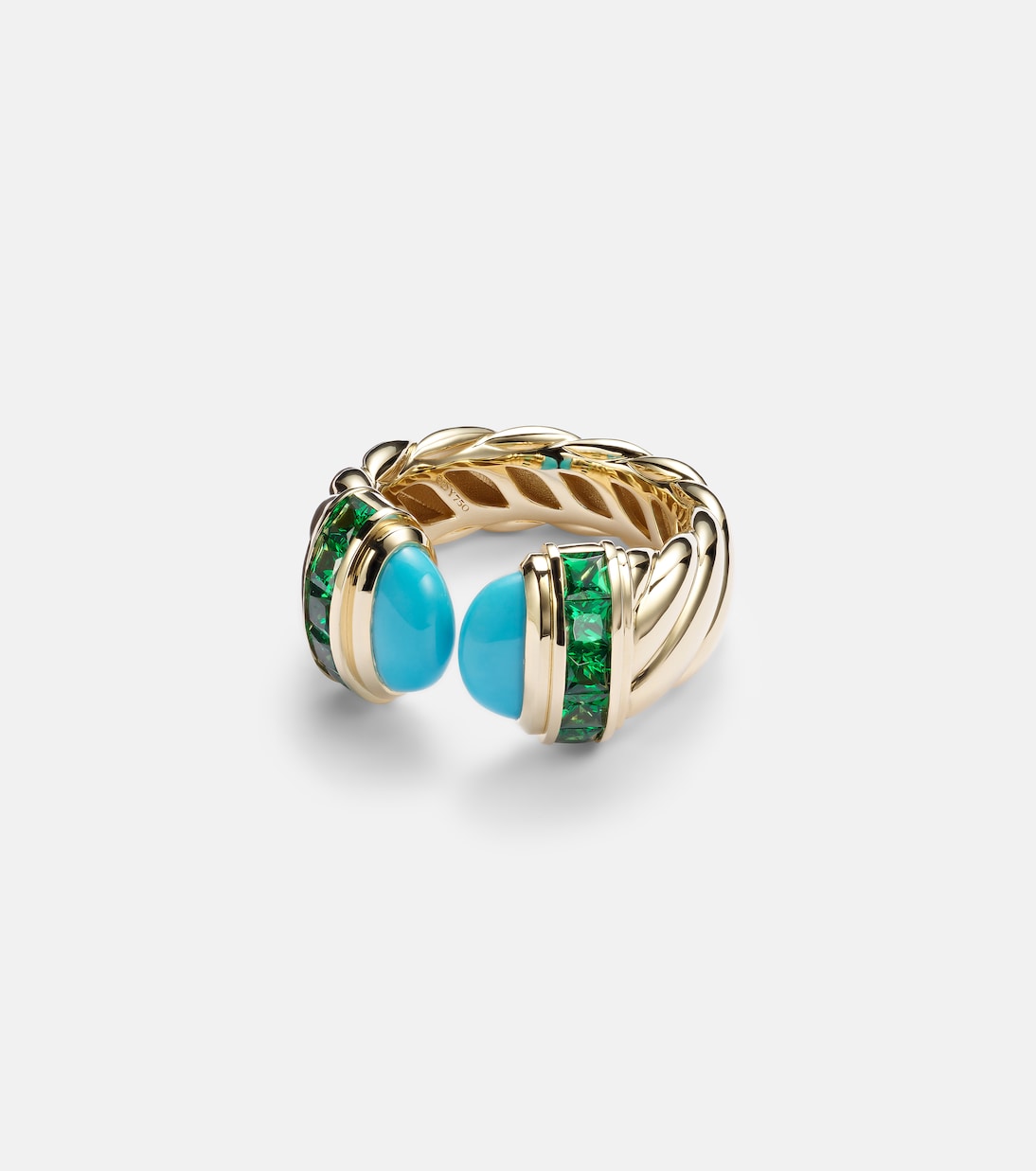 Sculpted Cable 18kt gold ring with turquoise | David Yurman