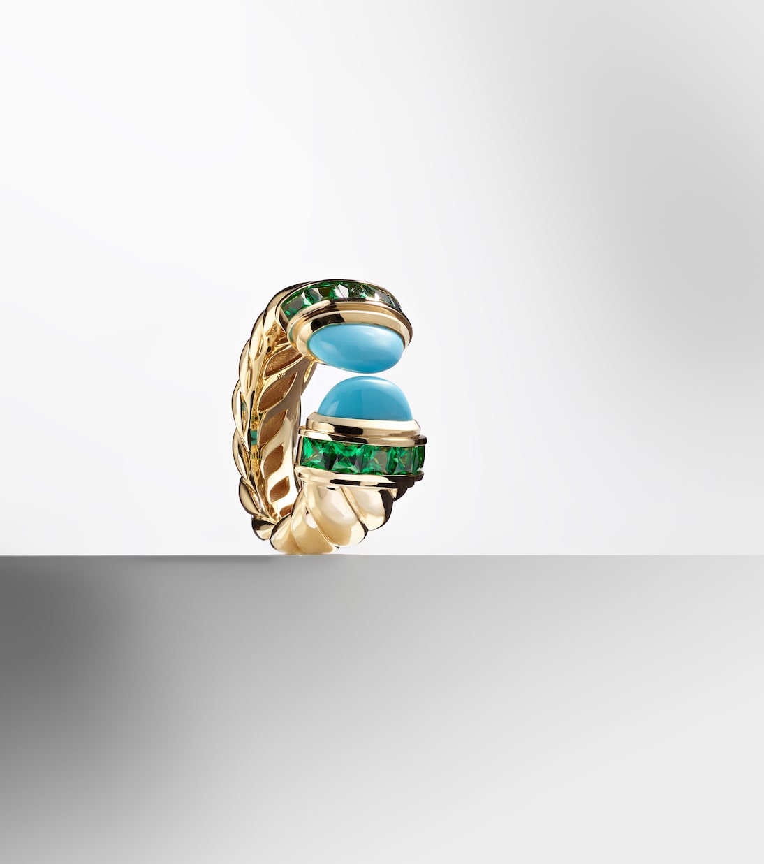 Sculpted Cable 18kt gold ring with turquoise | David Yurman