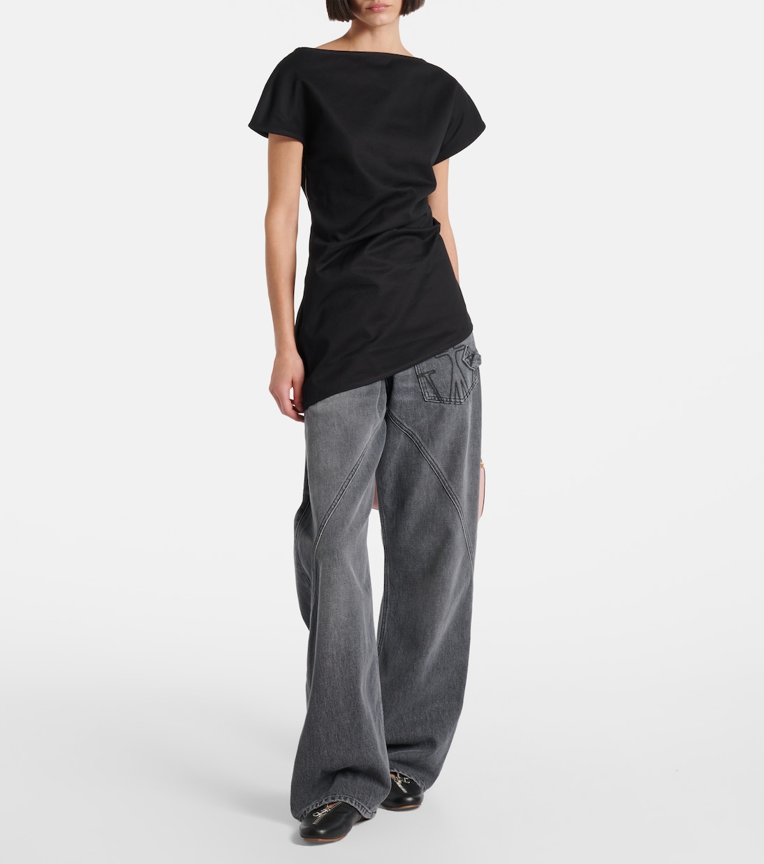 Top asimétrico de algodón con encaje | JW Anderson