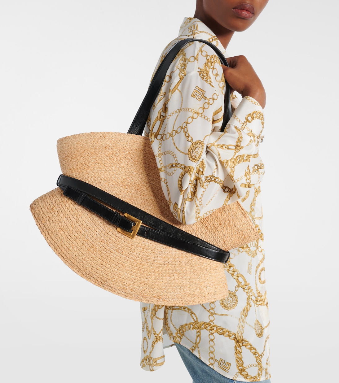 Shuffle Medium raffia tote bag | Balmain