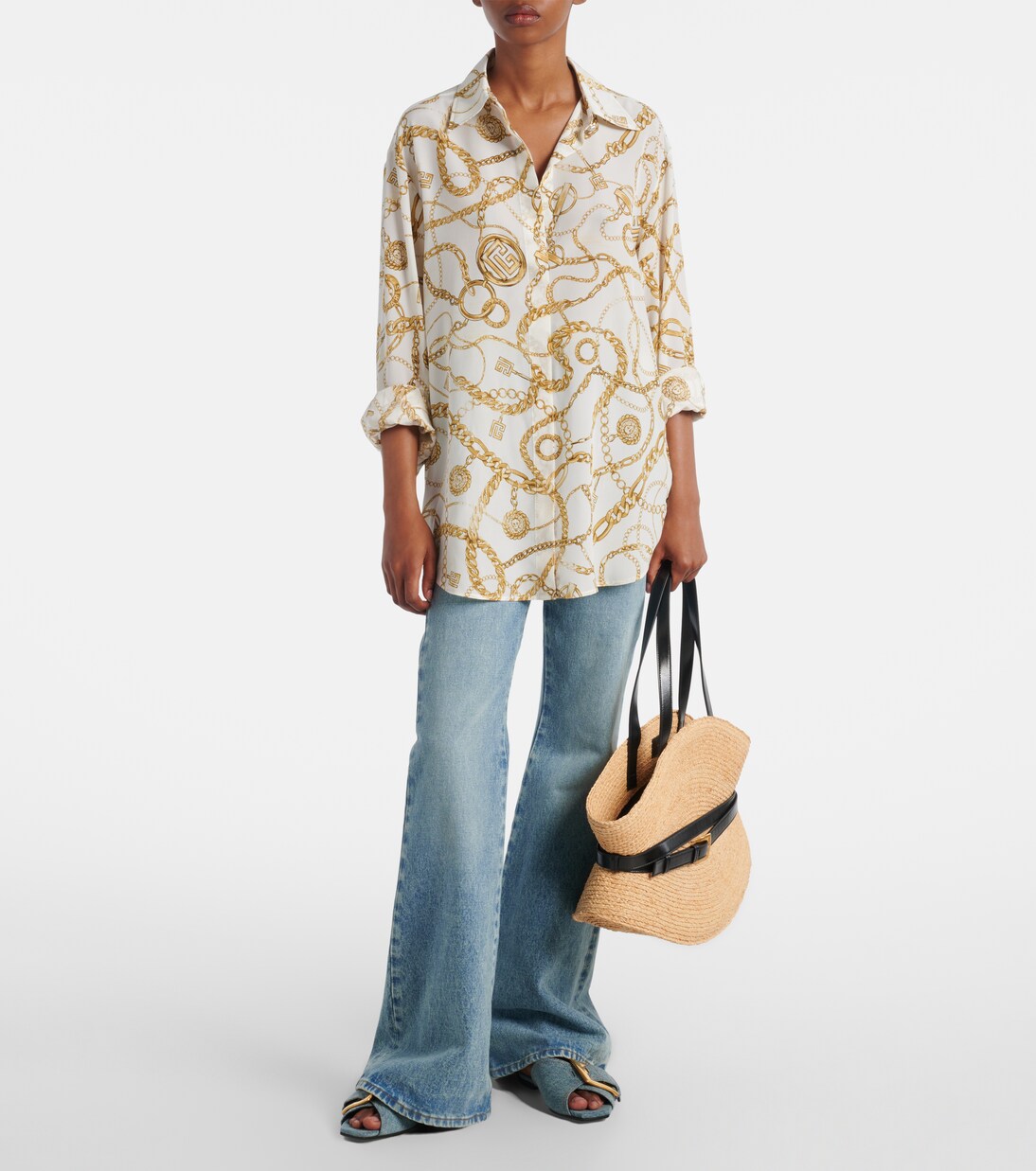 Shuffle Medium raffia tote bag | Balmain
