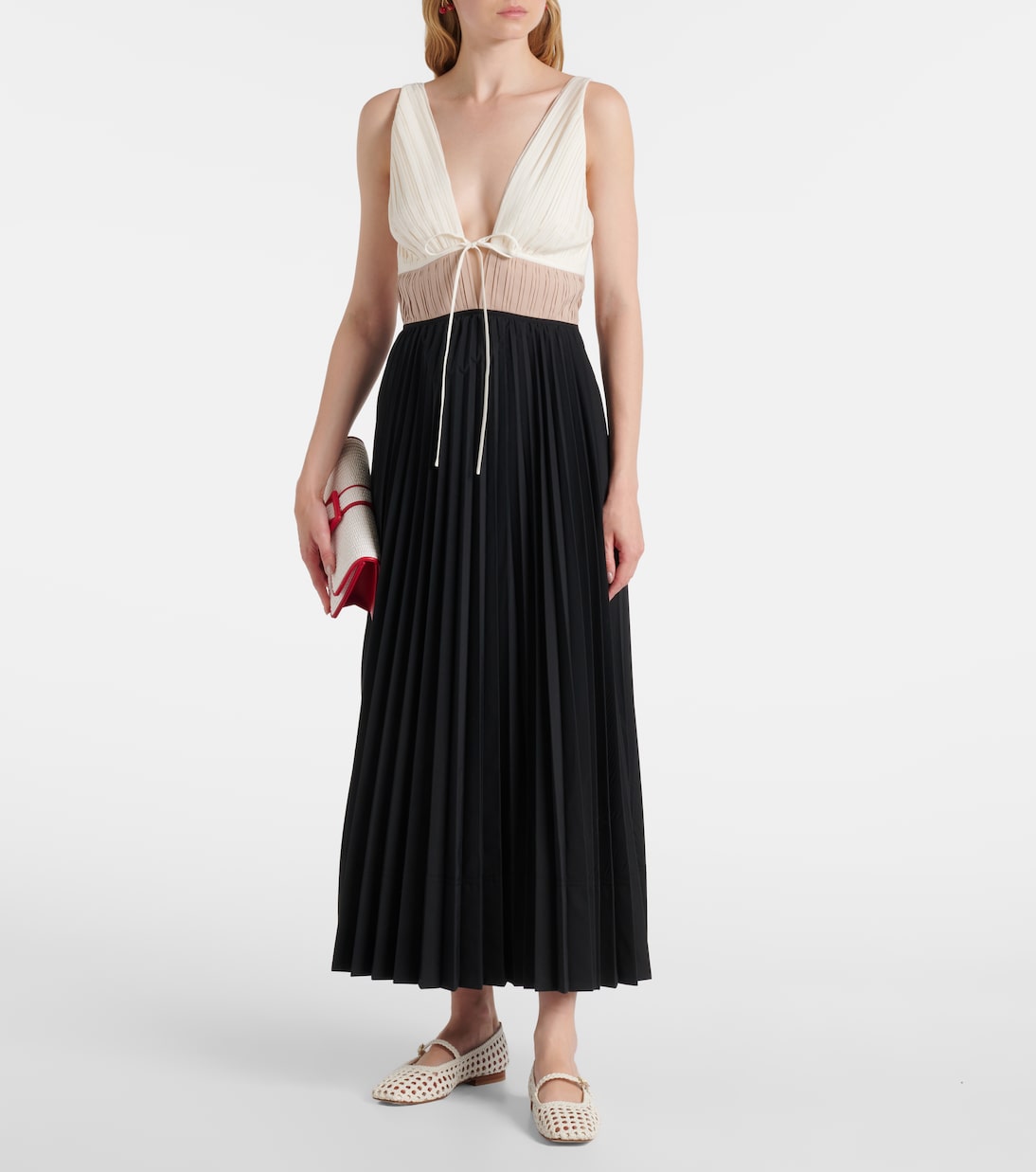 Vestido midi Stephanie de popelín plisado  | Simkhai