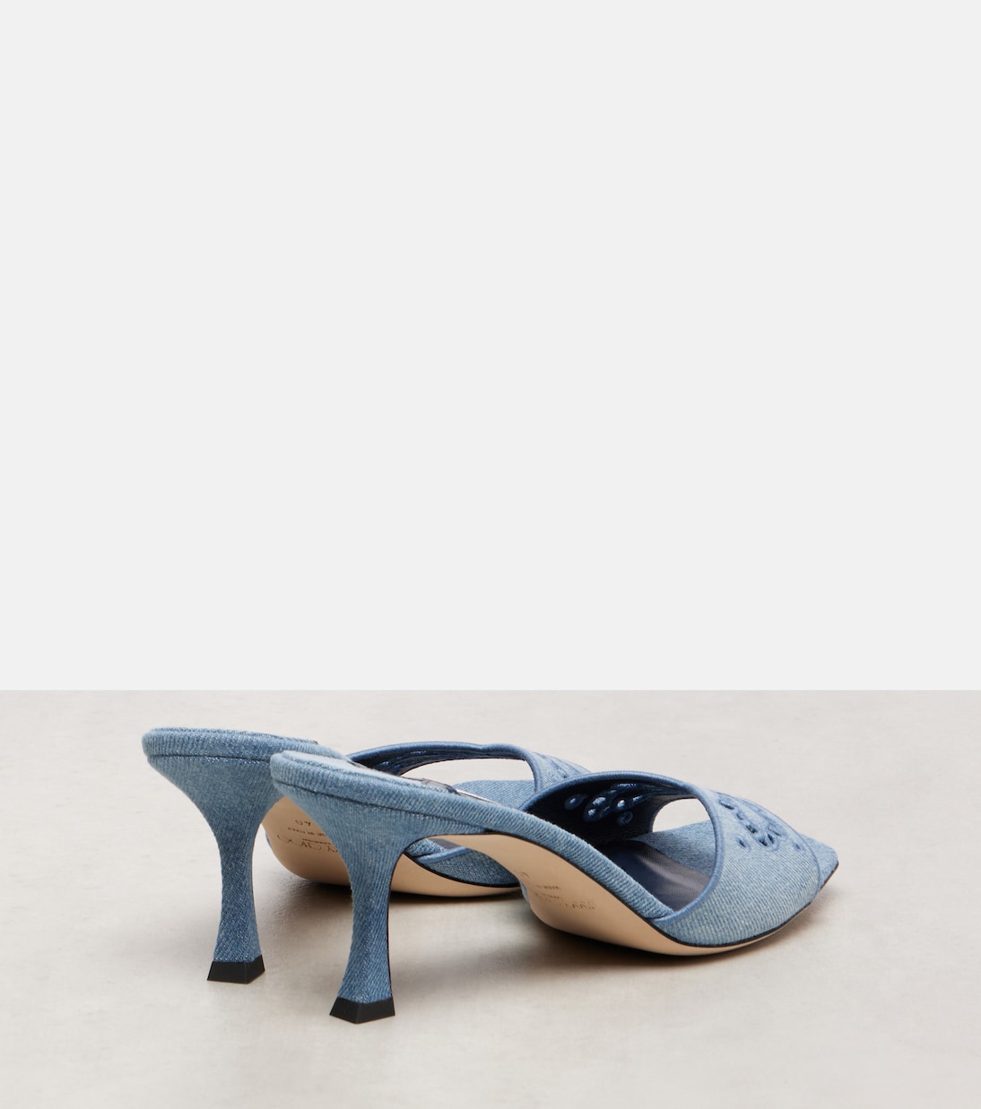 Skye 70 embroidered denim mules | Jimmy Choo