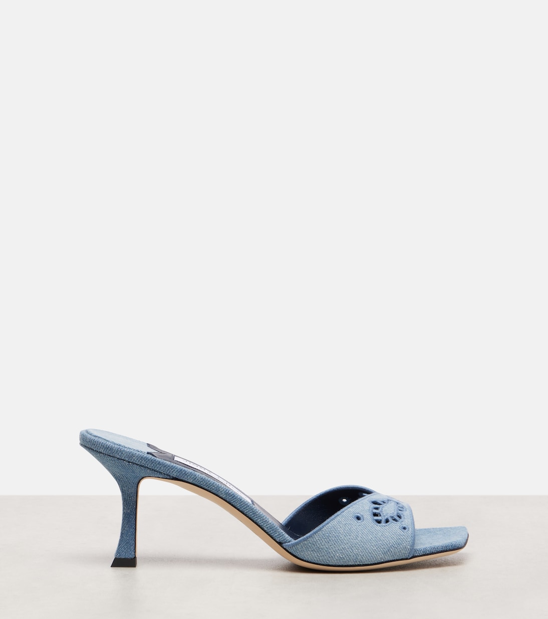 Skye 70 embroidered denim mules | Jimmy Choo