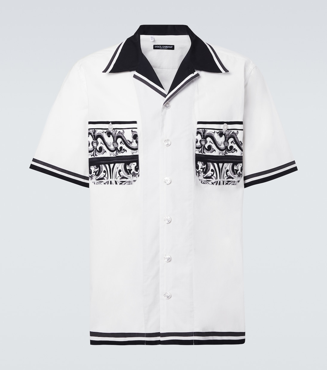 Camicia in cotone con stampa Majolica | Dolce&Gabbana