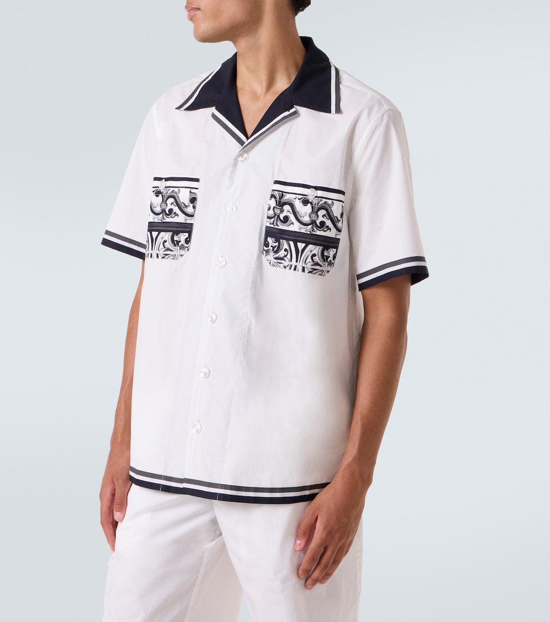 Camicia in cotone con stampa Majolica | Dolce&Gabbana