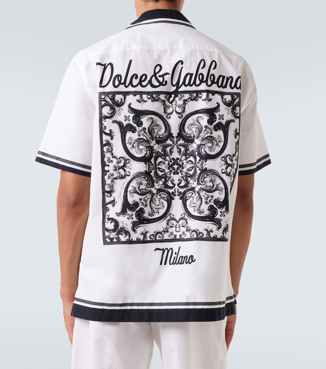 Camicia in cotone con stampa Majolica | Dolce&Gabbana