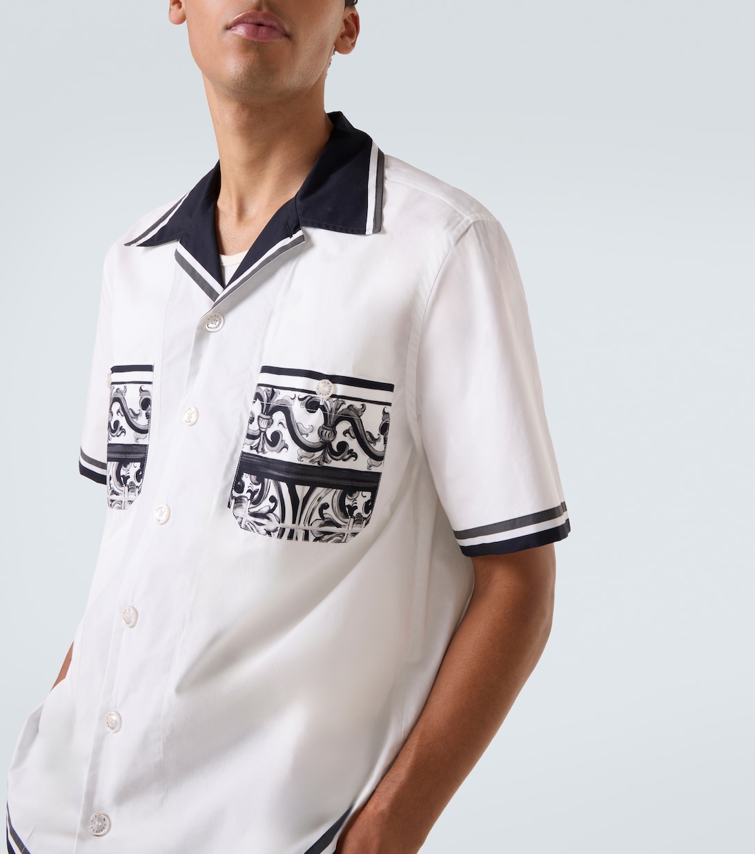 Camicia in cotone con stampa Majolica | Dolce&Gabbana