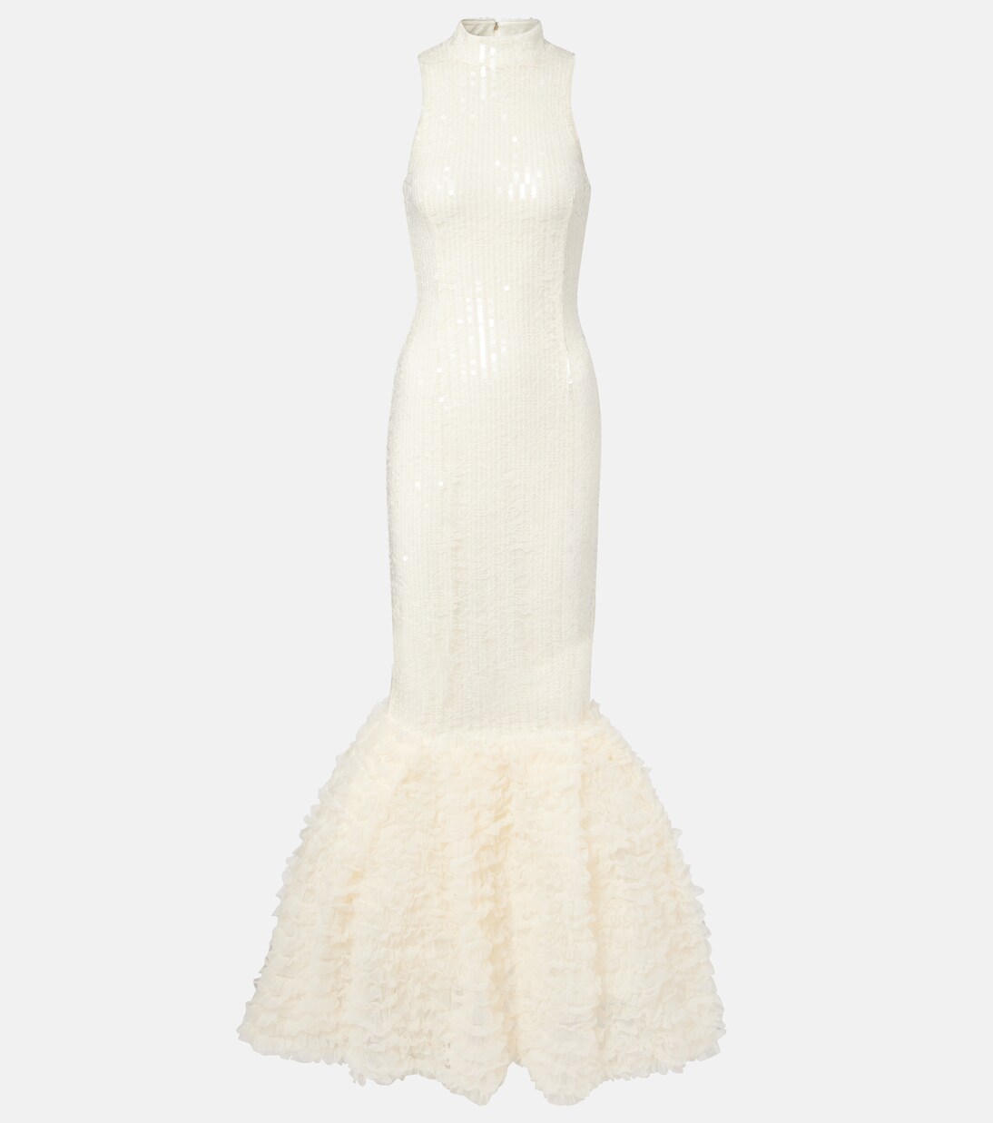 Ruffled sequined halterneck gown | Rotate
