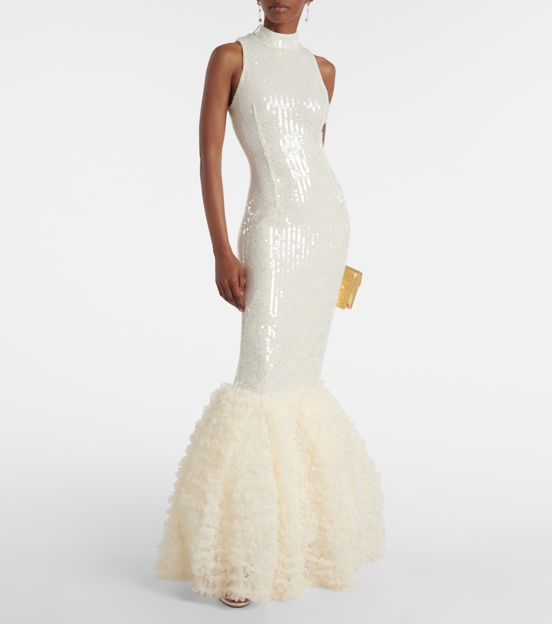 Ruffled sequined halterneck gown | Rotate