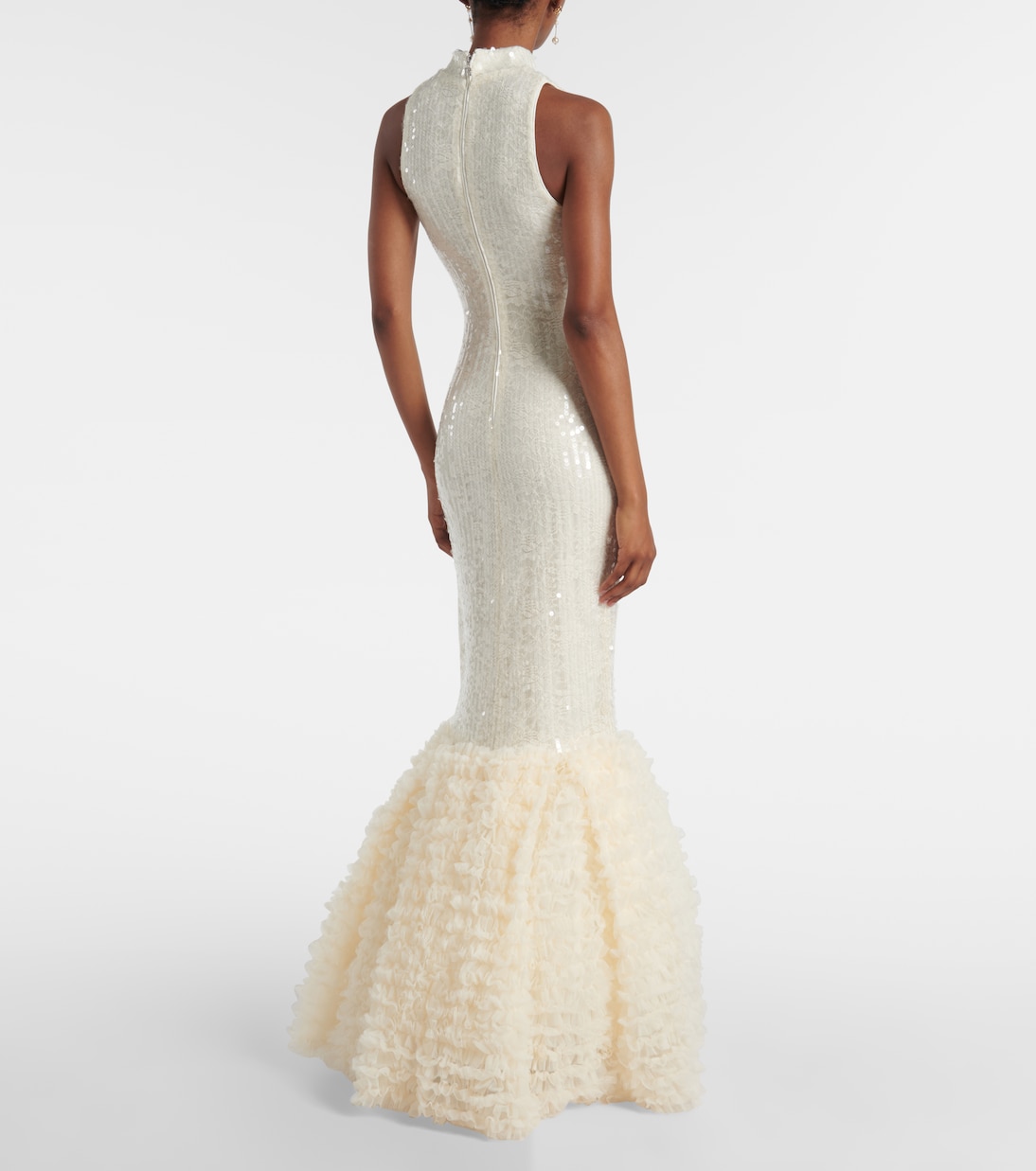 Ruffled sequined halterneck gown | Rotate