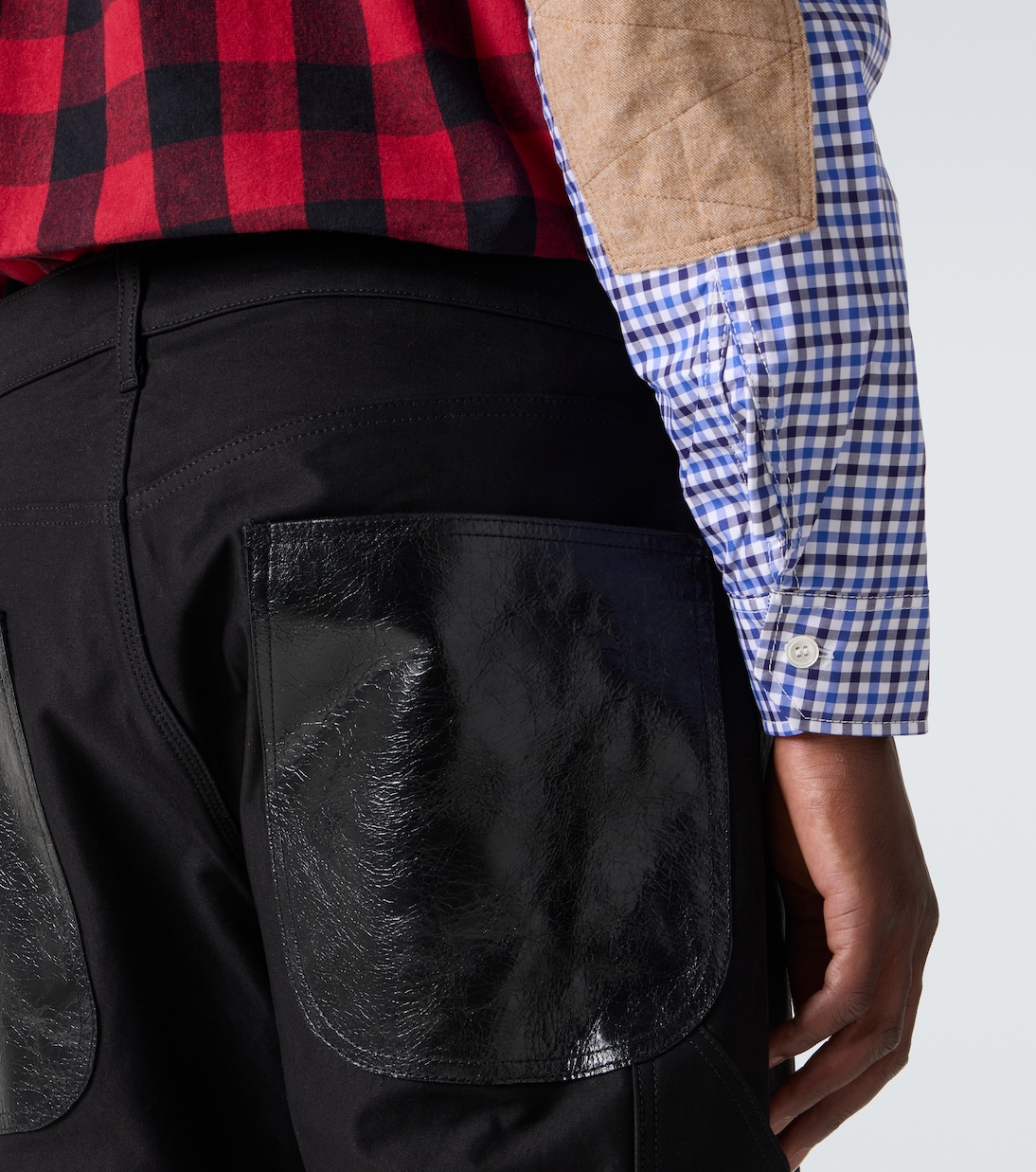 Leather-trimmed straight jeans | Junya Watanabe