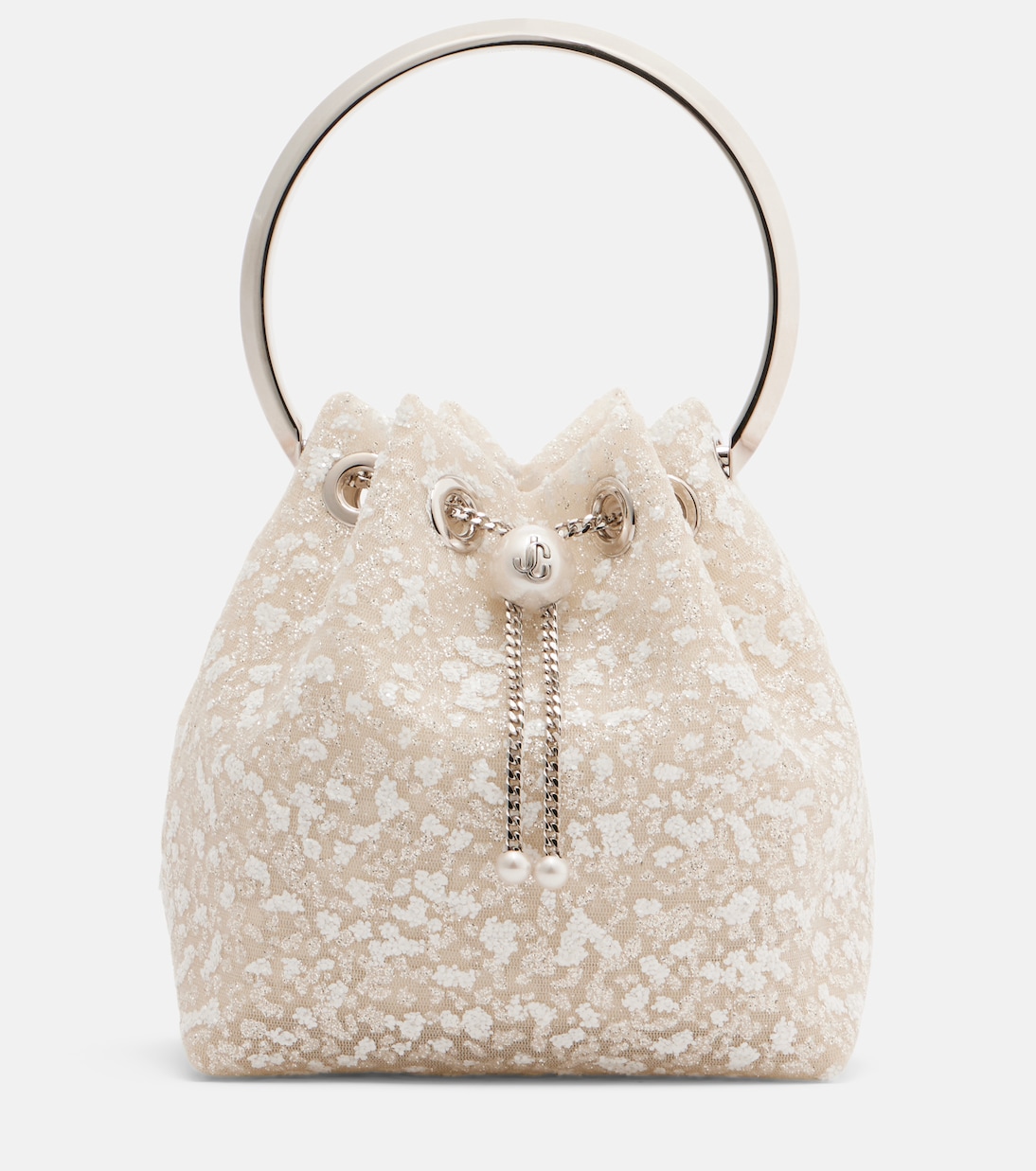 Bon Bon Small embellished lace bucket bag | Jimmy Choo