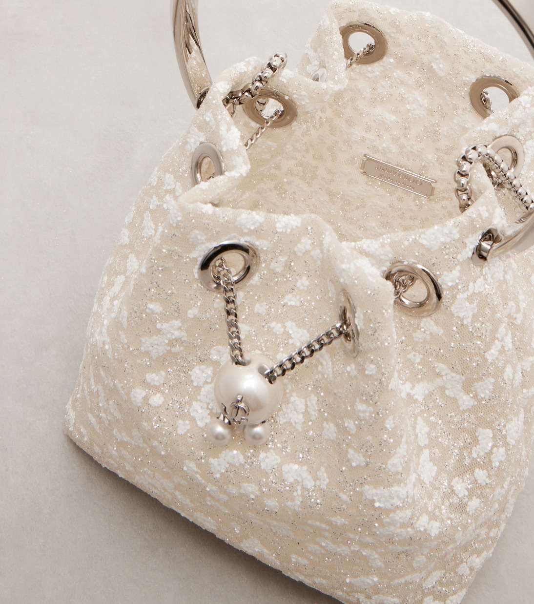 Bon Bon Small embellished lace bucket bag | Jimmy Choo