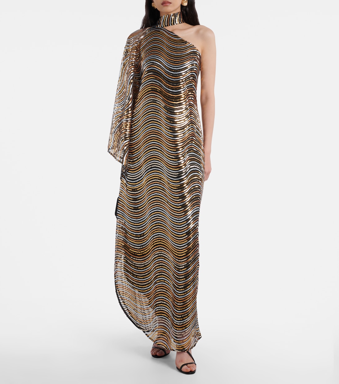 One-Shoulder-Robe Glaum mit Pailletten | Taller Marmo