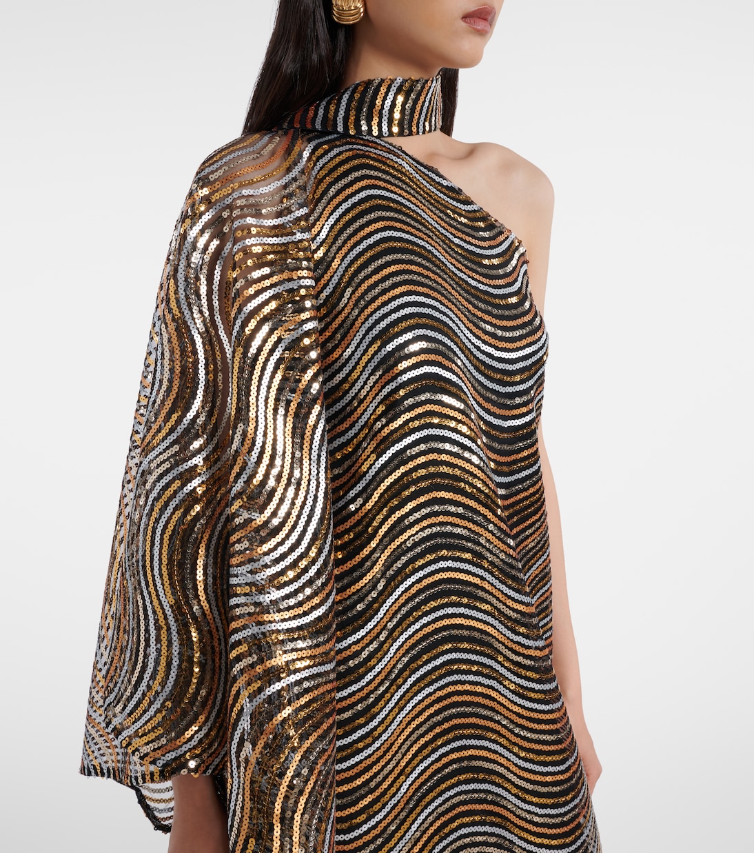 One-Shoulder-Robe Glaum mit Pailletten | Taller Marmo