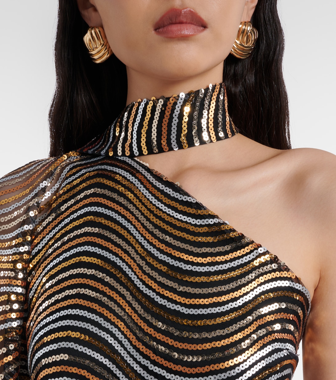 One-Shoulder-Robe Glaum mit Pailletten | Taller Marmo