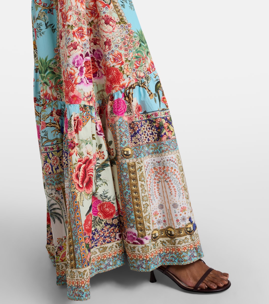 Embellished floral cotton poplin maxi skirt | Camilla