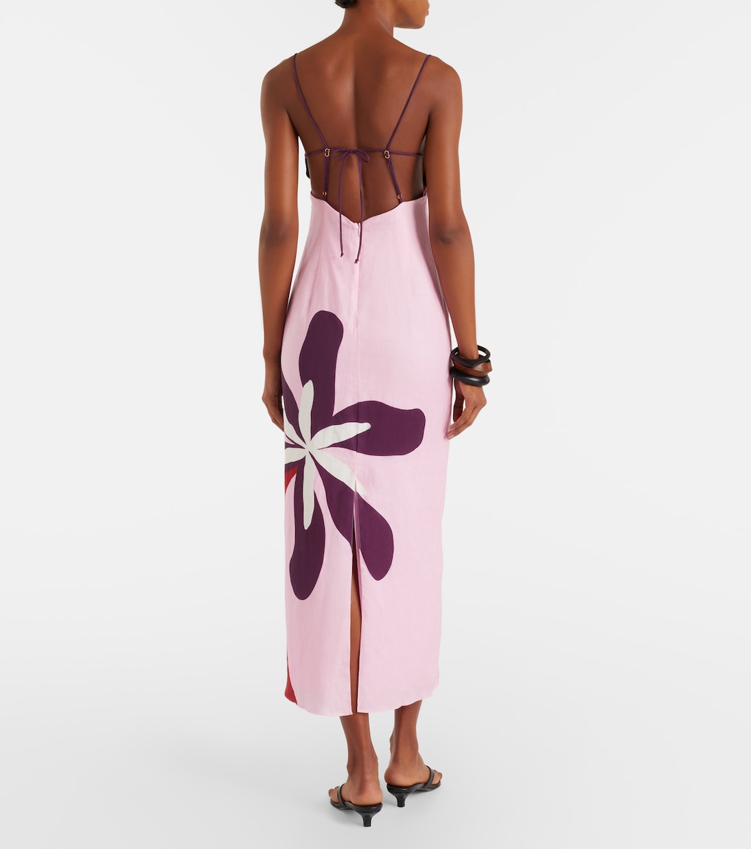 Robe midi Firenze en lin à fleurs | Cala de la Cruz