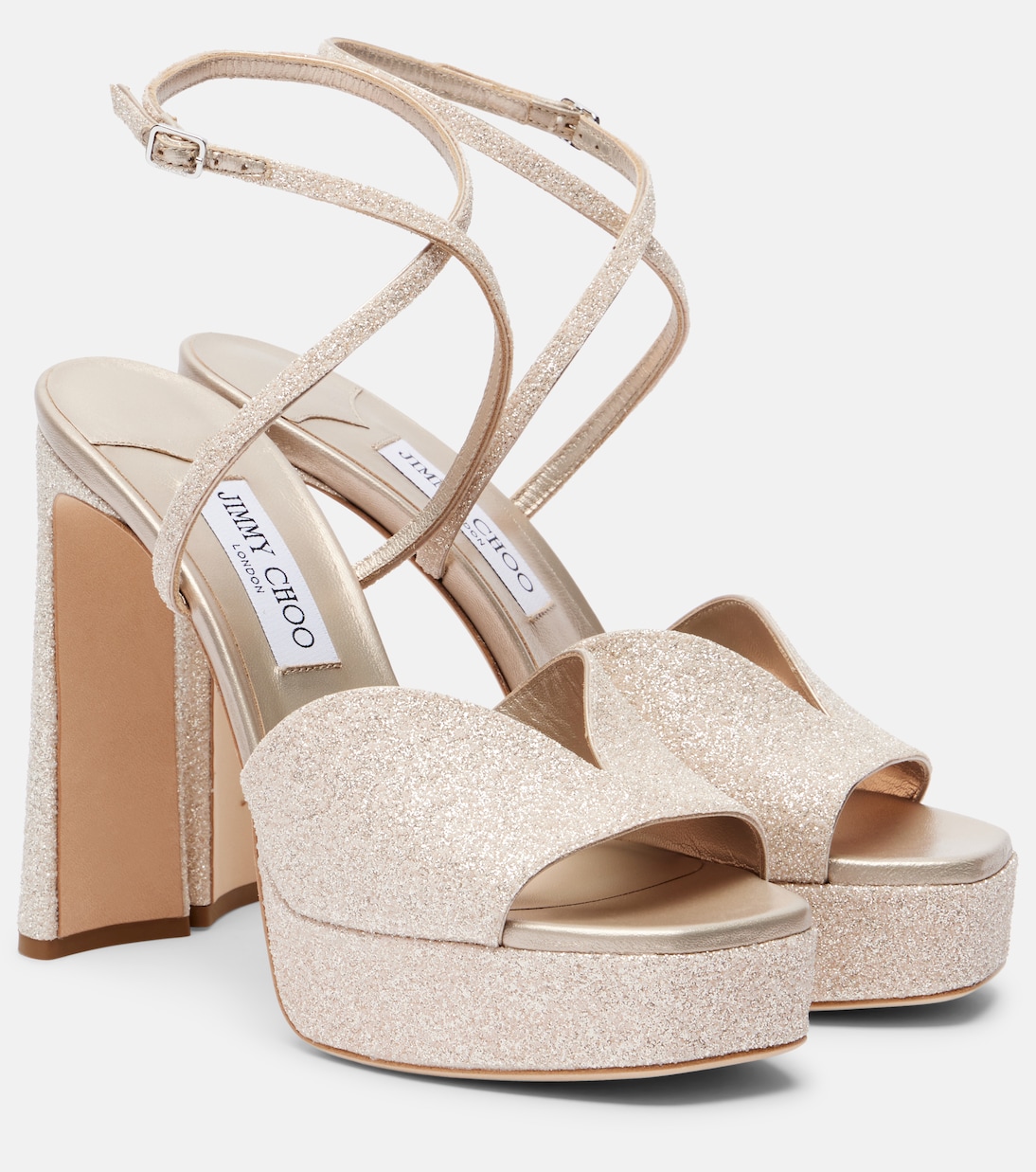 Karli 125 glitter platform sandals | Jimmy Choo