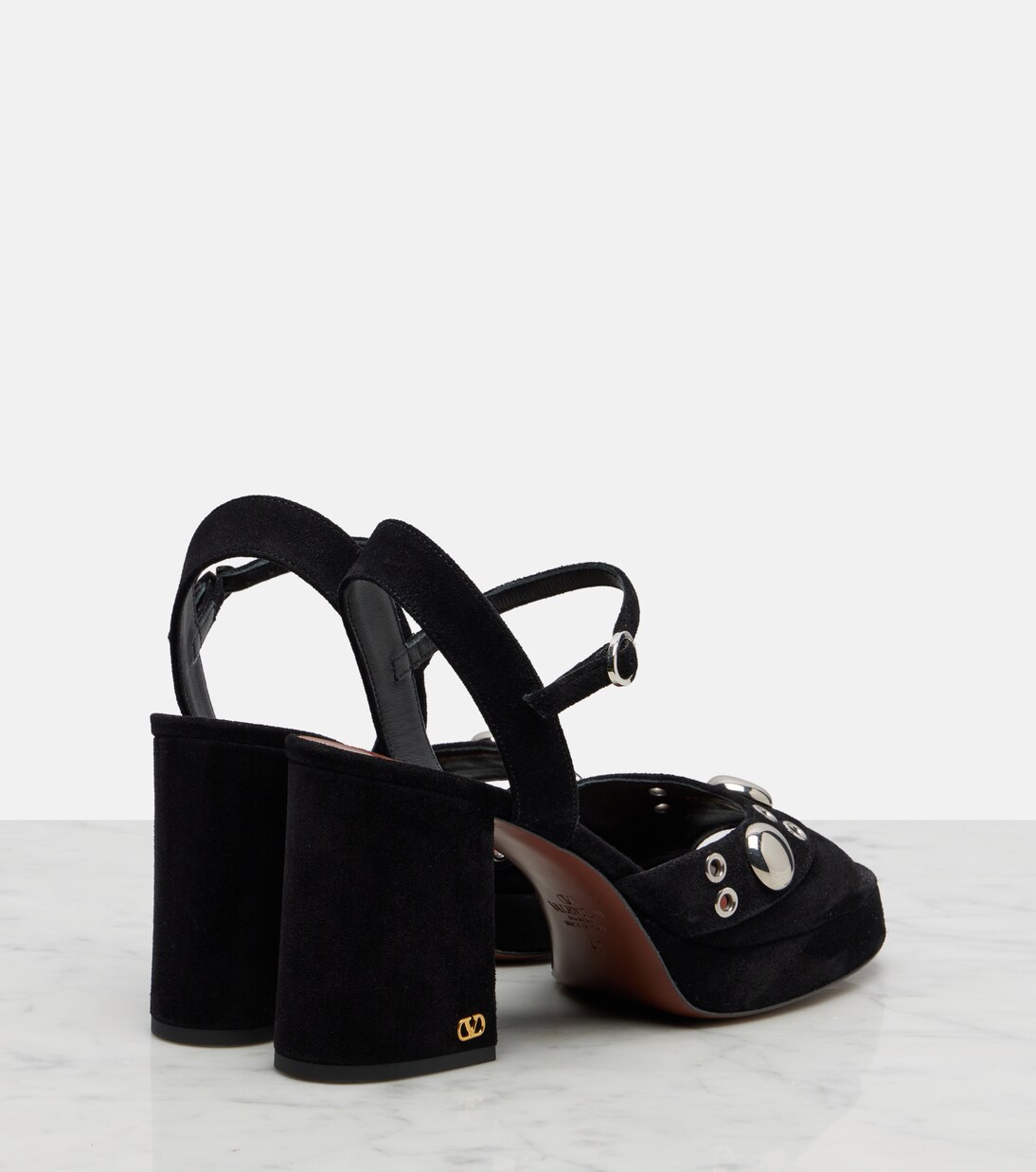 Verzierte Plateausandalen aus Veloursleder | Valentino Garavani