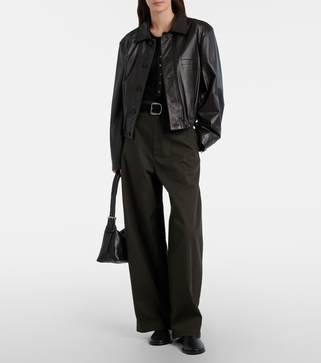 Belted leather shoulder bag | Lemaire